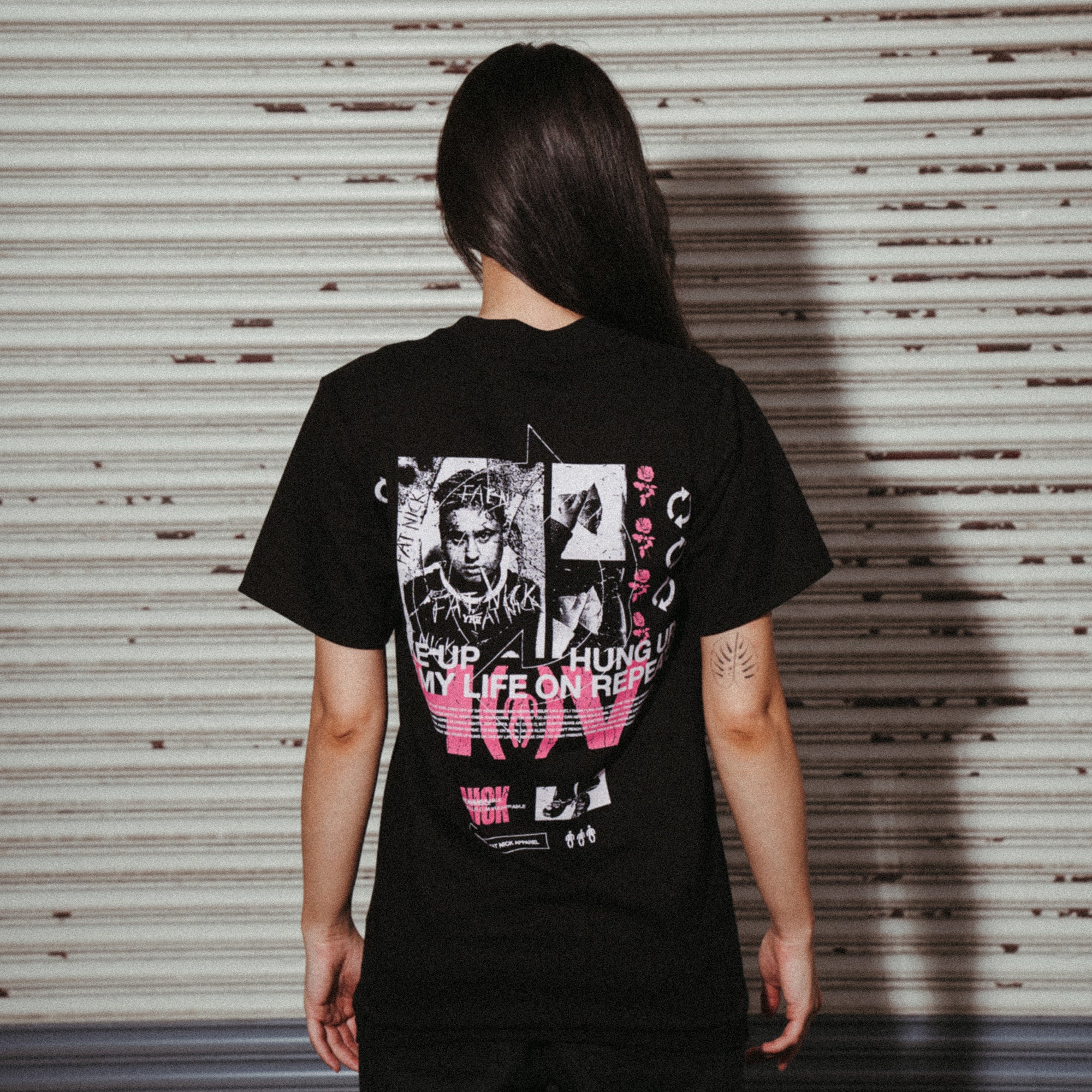 Life On Repeat Black Tee